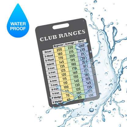 Golf Club Range Chart Card is waterproof